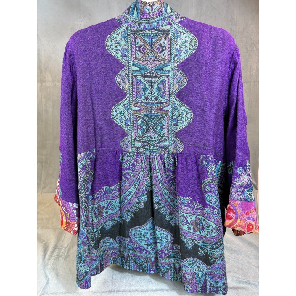 Soft‎ Surroundings Embroidered Wool Patchwork Jacket Boho Ethnic Lightweight 1X - Picture 11 of 16